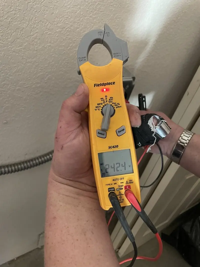 Voltage testing with clamp meter during Generator Installation in Yucaipa